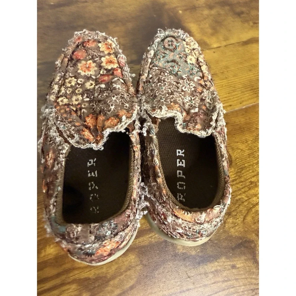 Roper Youth Toddler Floral Raw Hem‎ Slip on Shoes Size 11 Western